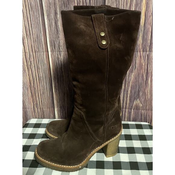 Ugg Women’s Josie Brown Suede Mid Riding Boot Convertible Size US 8.5 - Picture 1 of 7